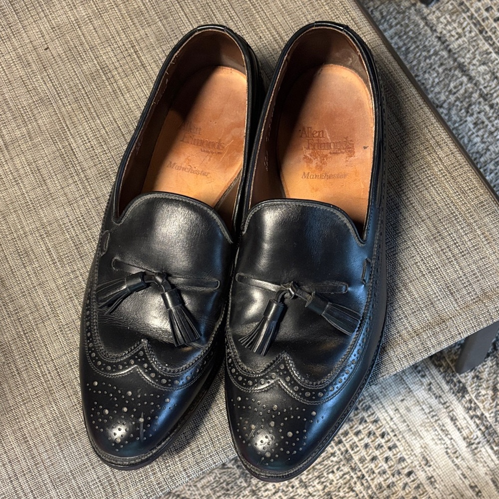Allen Edmonds Black Leather Brogue Loafers
